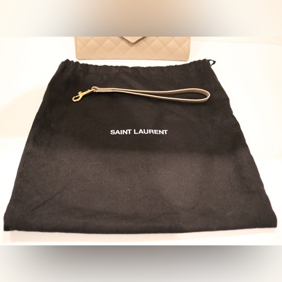 Saint Laurent (YSL) Envelope Flap Clutch Bag in Dark Beige - Picture 11 of 13